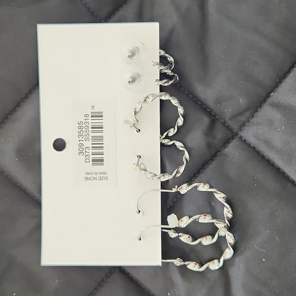 LOFT set of three silver hoop earrings - Picture 2 of 5